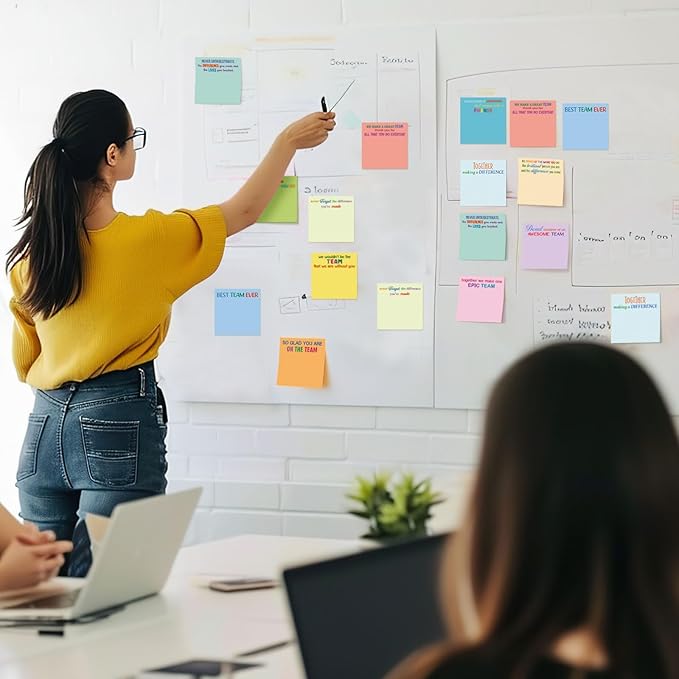 Yinder 24 Pcs Inspirational Sticky Notes Christmas Stocking Stuffers Motivational Sticky Notes Pad Employee Appreciation Gift Bulk for Teacher Nurse Coworker Office 3 x 3'' (Thank You,Elegant)