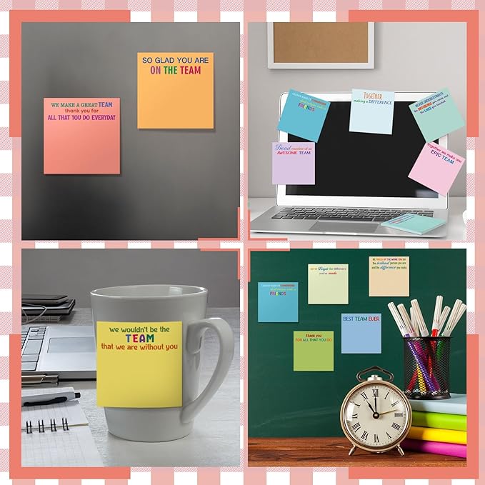 Yinder 24 Pcs Inspirational Sticky Notes Christmas Stocking Stuffers Motivational Sticky Notes Pad Employee Appreciation Gift Bulk for Teacher Nurse Coworker Office 3 x 3'' (Thank You,Elegant)