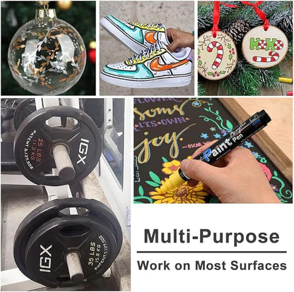 Overseas Purple Acrylic Paint Markers - 8 Pack Medium Tip Acrylic Paint Pens, Water Based, Quick Drying, Waterproof, Non Toxic Permanent Markers for Rock, Wood, Plastic, Metal, Canvas, Glass, Fabric