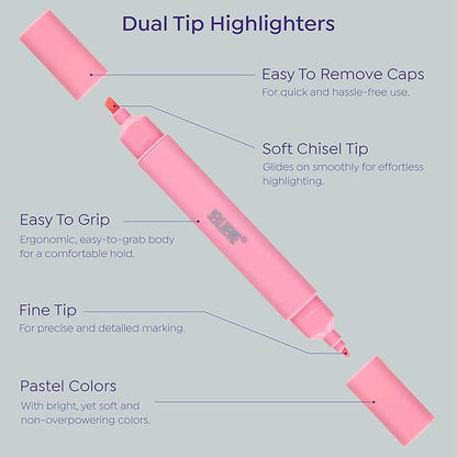 BLIEVE- Aesthetic Bible Highlighters No Bleed Through Assorted Colors, Cute Highlighter Dual Tip For Journaling Supplies And School Accessories, Bible Highlighters And Pens No Bleed (CANDY)
