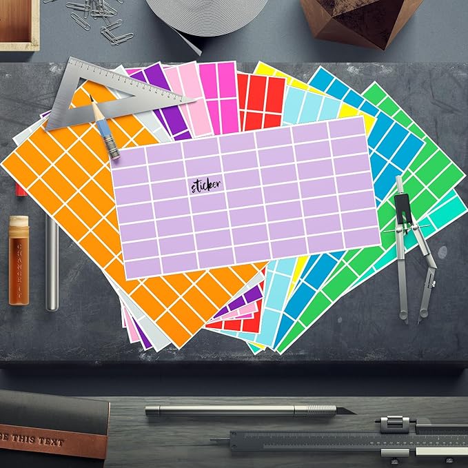 Rectangular Colored Label Stickers,1.57 x 0.75 Inch Color Coding Label,12 Colors Self-Adhesive Label,Colors Tags,Color Stickers for Inventory Organize, File Classification - 2352 Pack