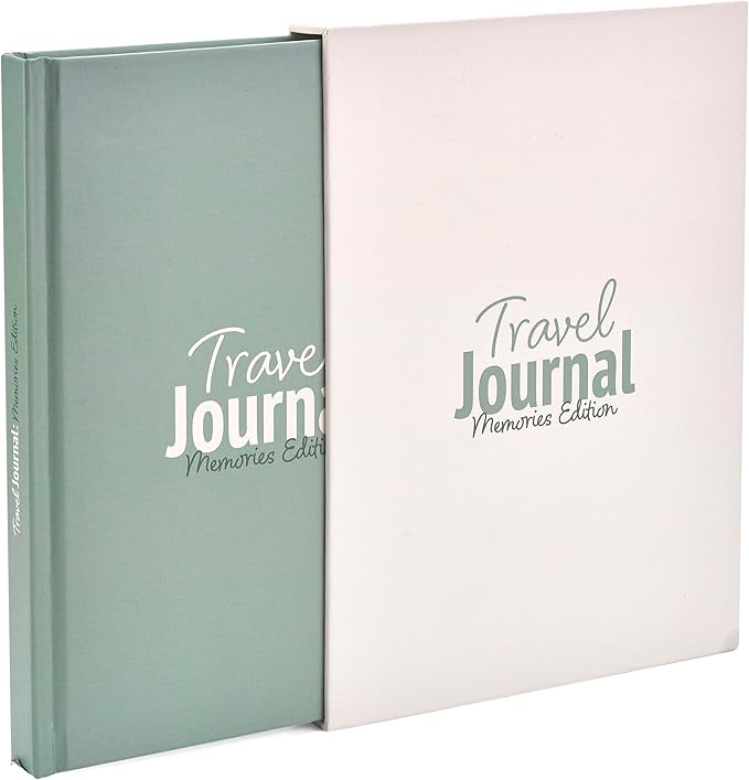 Travel Journal – Memory Book for Trips and Vacations – Journal and Photo Album – 136 Pages for 15 Adventures. Includes Photo Corner Stickers. Gift Sleeve Included. Travel Gift for Women and Men
