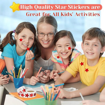 500 PCS Holographic Red Star Stickers, 1 inch Self Adhesive Metallic Glitter Foil Stickers Sparkly Star Sticker Reward Behavior Chart Labels for Kids Students Teachers Supplies