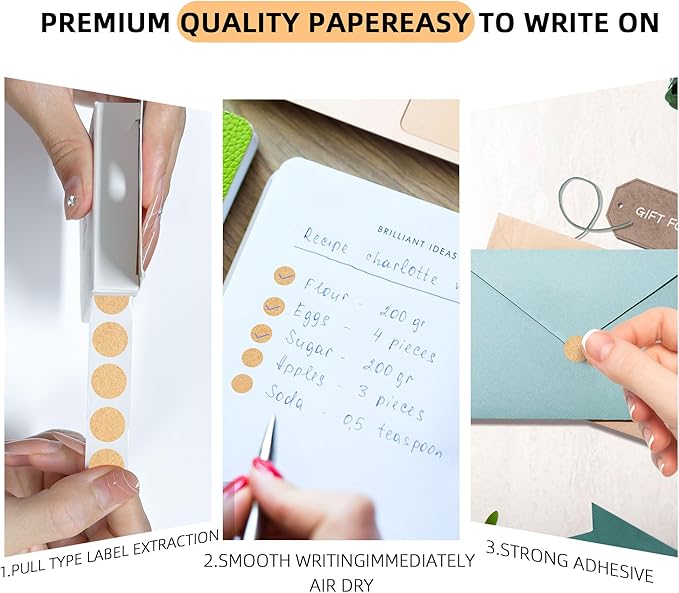 1/2 Inch Small Round Kraft Paper Sticker Dots,1000 Pcs Circle Color Coding Labels Sticker Roll in Dispenser Box for Home,Office, Student Classroom Tiny Dot Label