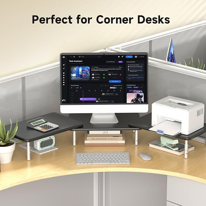 suptek Dual Monitor Laptop Stand Riser with Adjustable Length and Angle,Office Desktop Organizer Computer Stand for 2 Monitors for PC Monitor Laptop Printer(MST023)