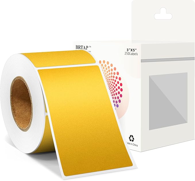 Rectangular Color Coding Moving Labels 3X5 Inch 250 Per Roll, Gold Moving Stickers for Boxes Color Coded, Packing Labels Stickers for Inventory Warehouse