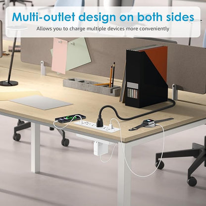 HHSOET 16 in 1 Recessed Power Strip Flat Plug, 30W Fast Charging Furniture Outlet with USB, Conference Recessed Surge Protection with 8 AC Plugs, 4 USB Ports 4 USB-C, 6ft Power Cord.(White)