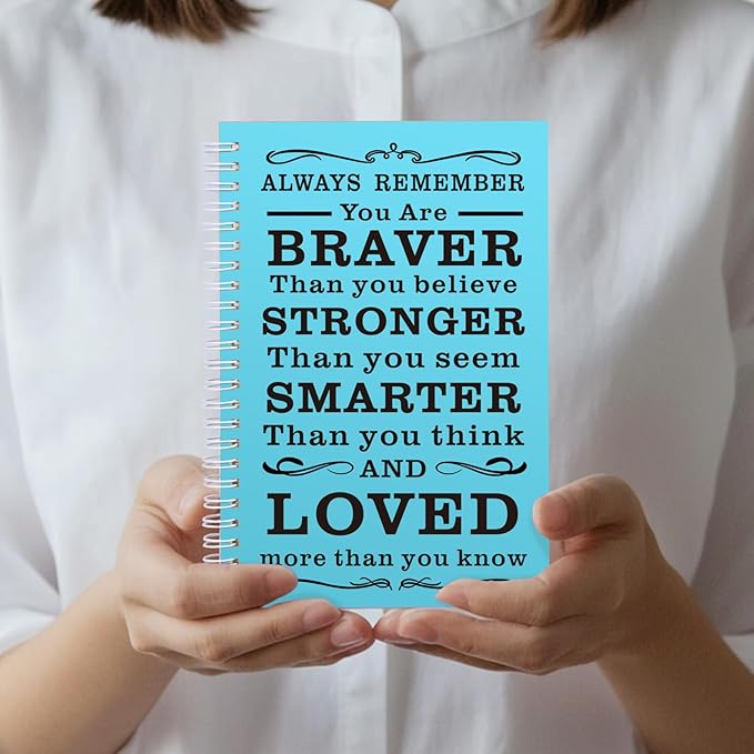 4Pcs A5 Spiral Notebook,Inspirational Journal,Motivational Journal for Women Men,Spiral Journal Notebook College Ruled Daily Diary for School,Travel,Business,Work (4Pcs Always-Light Blue)