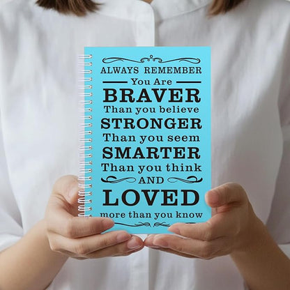 4Pcs A5 Spiral Notebook,Inspirational Journal,Motivational Journal for Women Men,Spiral Journal Notebook College Ruled Daily Diary for School,Travel,Business,Work (4Pcs Always-Light Blue)