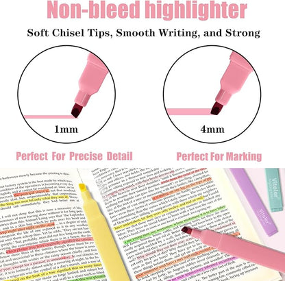 Bible Highlighters,Aesthetic Cute Highlighters Bulk,8pcs Colorful Highlighter Markers No Bleed for Office School Supplies