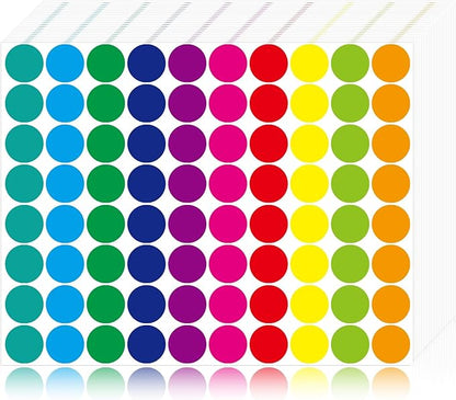 1400 PCS Colored Dot Stickers Round Color Coding Labels Polka Circle Dot Label Sticker for Office, Classroom, Yard Sale, Garage Sale(10 Colors, 3/4 inches)