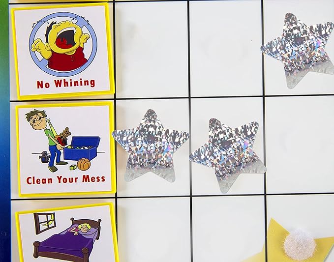 1.5" Large Holographic Sliver Star Stickers for Kids Reward, 500 Pcs Foil Star Metallic Stickers Roll for Wall, Crafts and Classroom Teachers