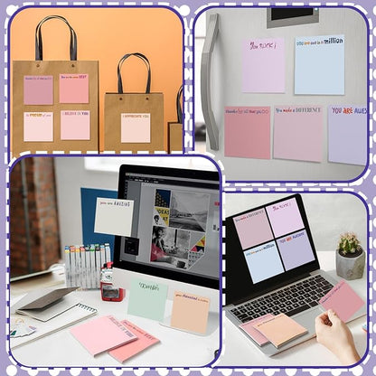 Yinder 24 Pcs Inspirational Sticky Notes Christmas Stocking Stuffers Motivational Sticky Notes Pad Employee Appreciation Gift Bulk for Teacher Nurse Coworker Office 3 x 3'' (Thank You,Aesthetics)