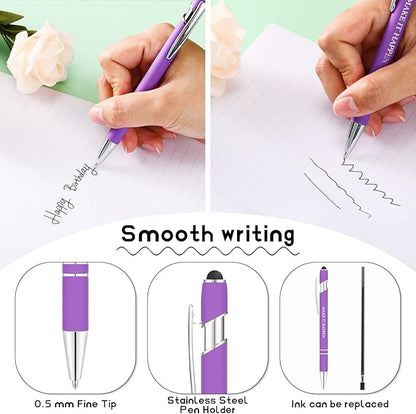 Zonon 12 Pcs Inspirational Pens Bulk Funny Ballpoint Pen with Stylus Tip Motivational Gifts for Christmas Teacher Coworkers Nurse School Office Supplies(Assorted Color,Motivational Style)