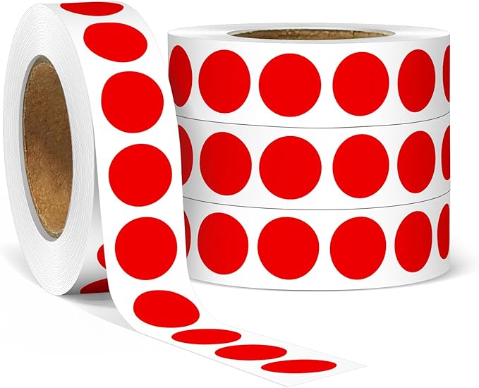 4000PCS 1/2" Small Round Dot Stickers，0.5 Inch 4 Rolls Color Coding Labels Dots,Red Stickers for Home Decorative, Retail, Manufacturing, Recreation,Tiny Circle Labels