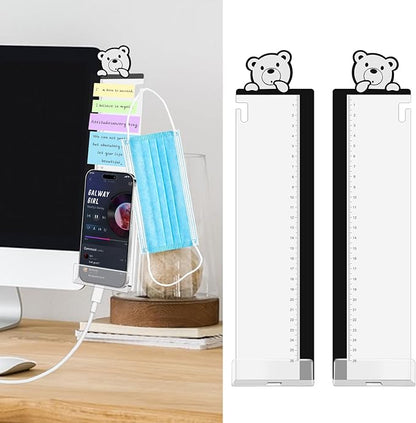 Office Desk Accessories 2pcs Monitor Memo Board Computer Message Board - Computer Side Panel Memo Creative Monitor Side Panel with Phone Holder Suitable for Office Home Desktop (with Grease Pencil)