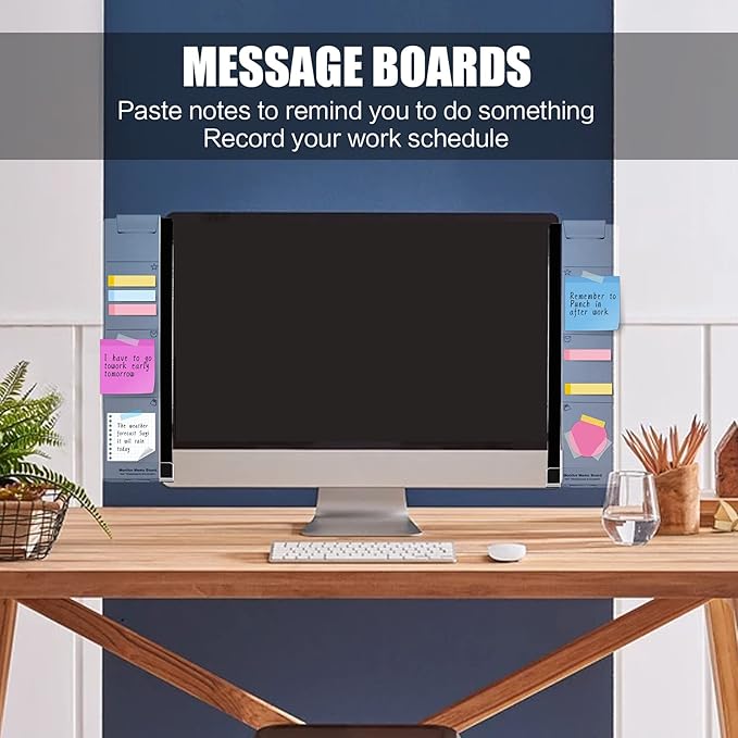 Office Desk Accessories 2pcs Multifunction Computer Monitor Memo Board - Transparent Computer Side Panel Memo Creative Monitor Side Panel with Phone Holder Suitable for Office Home Desktop