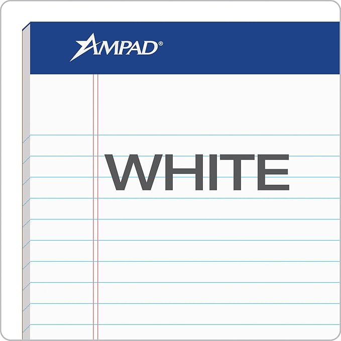 Ampad 5 x 8 Legal Pads, 12 Pack, Narrow Ruled, White Paper, 50 Sheets Per Writing Pad, American Pad & Paper, Made in USA (20-364)