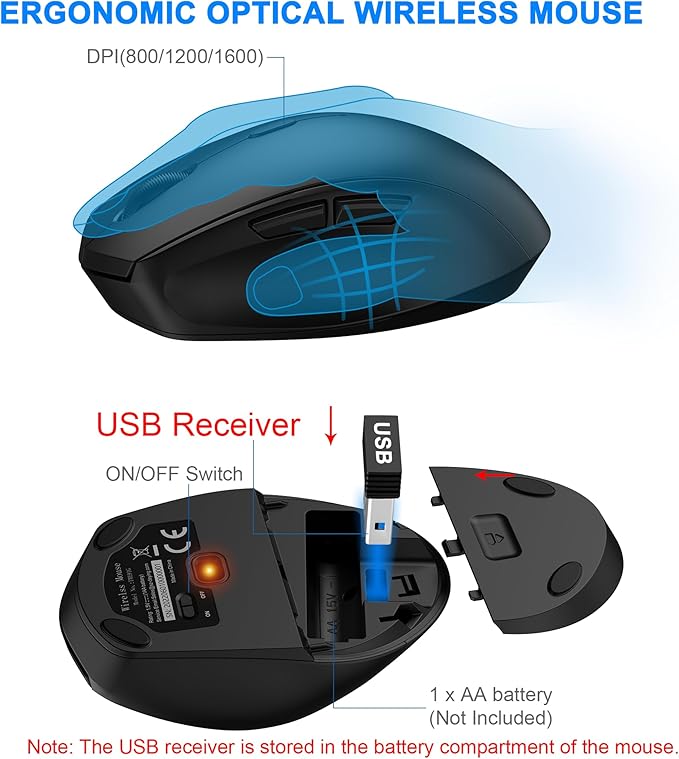 Wireless Keyboard Mouse Combo, EDJO 2.4G Full-Sized Ergonomic Keyboard with Comfortable Palm Rest and Optical Wireless Mouse for Windows, Mac OS PC/Desktops/Laptops (Black)