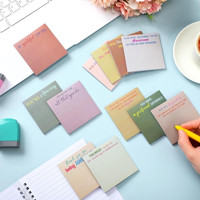 Yinder 24 Pcs Employee Appreciation Sticky Notes Xmas Gift Bulk Motivation Note Pads Mini Inspirational Note Gift for Teacher Nurse Staff Coworker Office Supply 3 x 3'' (Appreciation,Boho)