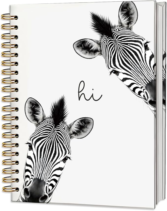 Zebra Gifts Notebook Journal,Cute Animal Notebook Journal for School Women Teen Girls Kids,Gifts for Zebra Lovers,Hardcover Spiral Notebooks for Work Notes Journaling,5.5x8.3 Inch