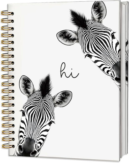 Zebra Gifts Notebook Journal,Cute Animal Notebook Journal for School Women Teen Girls Kids,Gifts for Zebra Lovers,Hardcover Spiral Notebooks for Work Notes Journaling,5.5x8.3 Inch