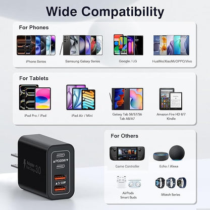 40W USB C Charger Block, 2-Pack Fast Charge Cube Powered Multi-Port Wall Plug Power Adapter Type C Brick for iPhone 17/16/16 Pro Max/15/15 Pro Max/14/14 Pro Max/13/12/iPad, Motorola, LG,PS5, Huawei