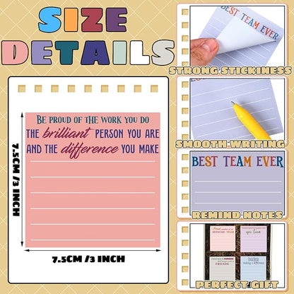 Yinder 24 Pcs Inspirational Sticky Notes Christmas Stocking Stuffers Motivational Sticky Notes Pad Employee Appreciation Gift Bulk for Teacher Nurse Coworker Office 3 x 3'' (Team,Elegant)