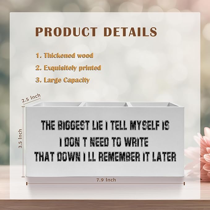 Funny Pencil Pen Holder for Desk, Retro Humorous Wooden Pencil Holder Organizer for Home Office Desk Accessories, Funny Office Gifts for Coworkers Women Men