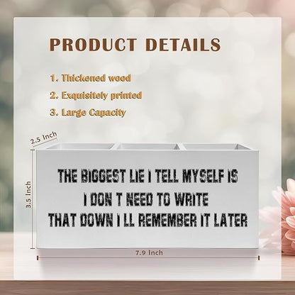 Funny Pencil Pen Holder for Desk, Retro Humorous Wooden Pencil Holder Organizer for Home Office Desk Accessories, Funny Office Gifts for Coworkers Women Men