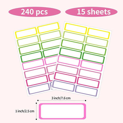 STARLIBOO Removable Labels, Removable Colored Labels Stickers,1x3 Inch Rectangular Stickers, Water/Oil/Tear Resistant for Food Containers/Classroom/Storage (8 Colors, 240 Labels)