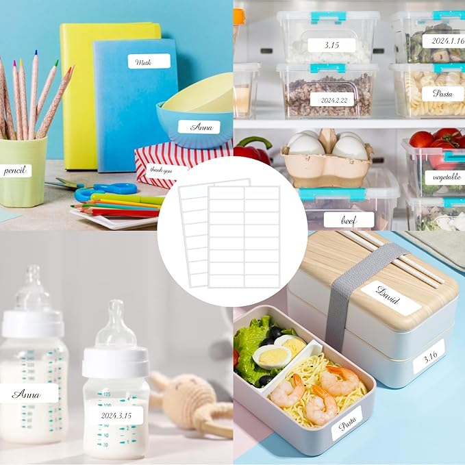 Blank Removable Labels, 1x3 Inch White Freezer Labels for Food Containers, Freezer Label to Write on/Waterproof/Easy Peel Off (240Pcs)