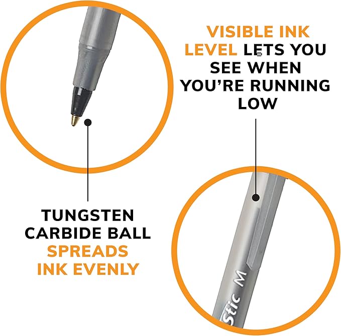 BIC Round Stic Xtra Life Ballpoint Pen, Ultra Long Lasting and Consistent Ink Flow, 60-Count in Black Ink