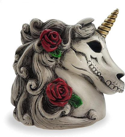 Gothic Unicorn Skull Makeup Brush/Pen Holder-Unicorn Gift for Women Adults Halloween Decor Day Dead Inspired Goth Accessory for Home
