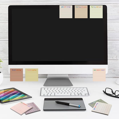 Yinder 24 Pcs Inspirational Sticky Notes Christmas Stocking Stuffers Motivational Sticky Notes Pad Employee Appreciation Gift Bulk for Teacher Nurse Coworker Office 3 x 3'' (Inspirational,Boho)