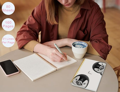 Penguin Notebook Journal,Cute Animal Notebook Journal for School Women Teen Girls Kids,Gifts for Penguin Lovers,Hardcover Spiral Notebooks for Work Notes Journaling,5.5x8.3 Inch