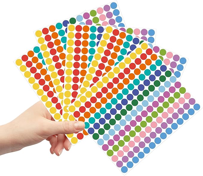REGELETO 4200 PCS 0.75 Inch 12 Colors Round Colored Dot Stickers for Toddlers Teaching Papers, Color Coding Labels, Circle Dots Stickers for Office and Student Classroom (25 Sheets)