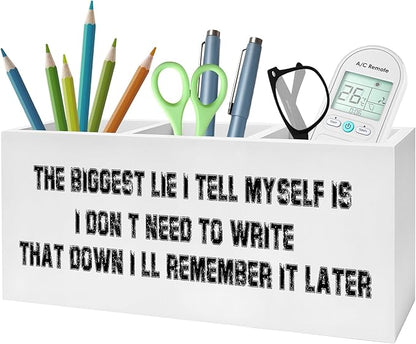 Funny Pencil Pen Holder for Desk, Retro Humorous Wooden Pencil Holder Organizer for Home Office Desk Accessories, Funny Office Gifts for Coworkers Women Men