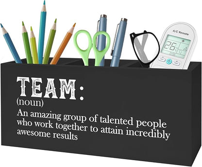 Team Gifts Pencil Pen Holder for Desk, Team Employee Coworker Appreciation Gifts, Definition Wooden Pencil Holder Organizer for Home Office Desk Accessories