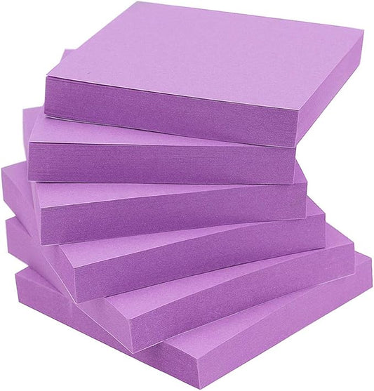 Early Buy Sticky Notes 3x3 inch, Purple Color Self-Stick Notes 6 Pads, 100 Sheets/Pad