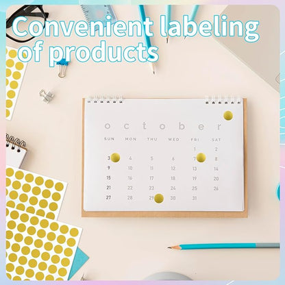Dot Stickers - 1/2 Inch Gold Circle Labels, 1400pcs Writable Color Coding, Round Labeling for Office, Classroom, Garage Sale