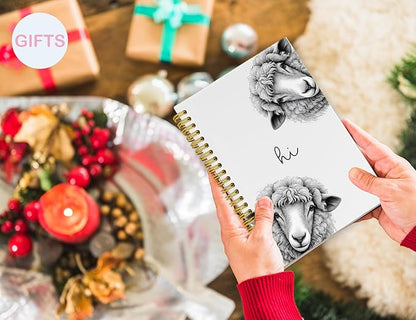 Sheep Gifts,Sheep Gifts Notebook Journal for Women,Cute Animal Lovers Gift Notebook Journal for Kids,Sheep Themed Gift Stuff,Hardcover Spiral Notebooks for Writing,5.5x8.3 Inch