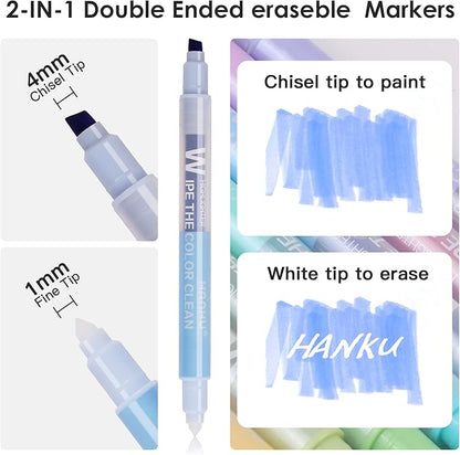 Erasable Highlighters,10 Colors,Cute Erasable Highlighter for Bibles Journaling Supplies,Pastel Highlighters Assorted Colors,Soft Chisel Tip No Bleed Through,Aesthetic Highlighters Erasable