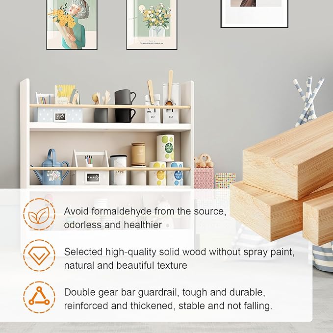 Book Shelf, Kids Bookshelf, Wall Bookshelf - 2/3/4/5/6 Tier Bookcase for Children's Books and Toys for Bedroom, Study or Living Room (Walnut Color)