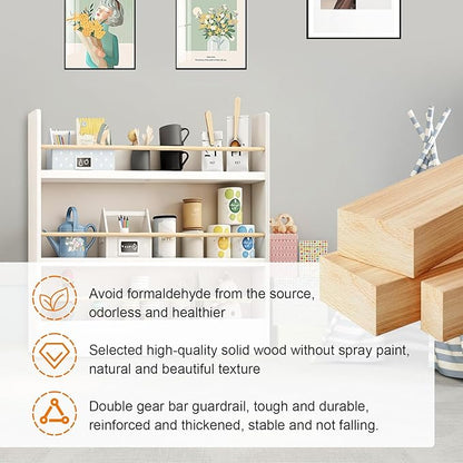 Book Shelf, Kids Bookshelf, Wall Bookshelf - 2/3/4/5/6 Tier Bookcase for Children's Books and Toys for Bedroom, Study or Living Room (Walnut Color)