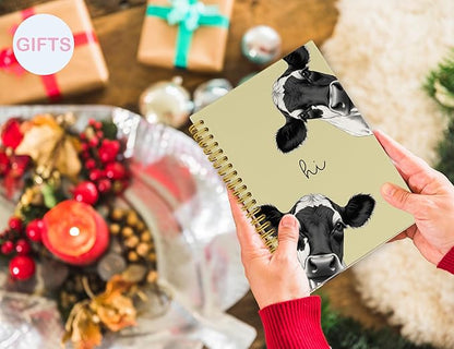 Cow Notebook Journal,Yellow Cute Animal Notebook Journal for School Women Teen Girls Kids,Gifts for Cow Lovers,Hardcover Spiral Notebooks for Work Notes Journaling,5.5x8.3 Inch