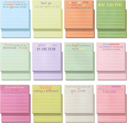 Yinder 24 Pcs Employee Appreciation Sticky Notes Xmas Gift Bulk Motivation Note Pads Mini Inspirational Note Gift for Teacher Nurse Staff Coworker Office Supply 3 x 3'' (Appreciation,Bright)