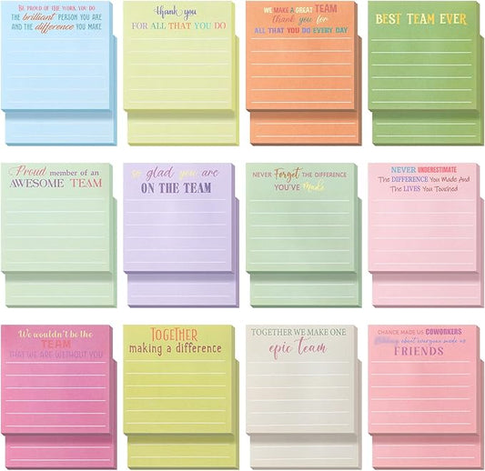 Yinder 24 Pcs Employee Appreciation Sticky Notes Xmas Gift Bulk Motivation Note Pads Mini Inspirational Note Gift for Teacher Nurse Staff Coworker Office Supply 3 x 3'' (Appreciation,Bright)