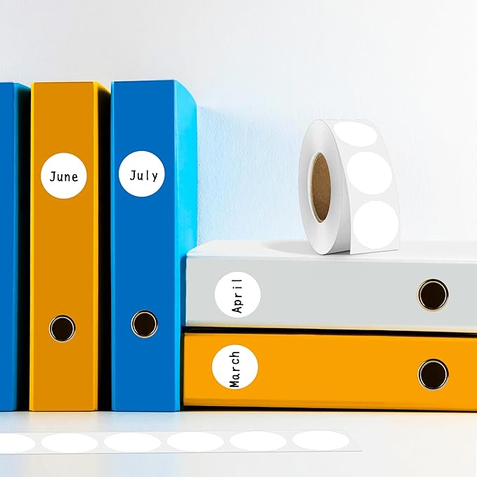 PARLAIM 1 Inch Round Color-Code Dot Stickers,10000per/10 Rolls dots Label Dispenser Box, Yellow Circle Stickers Label for Office Home (White)