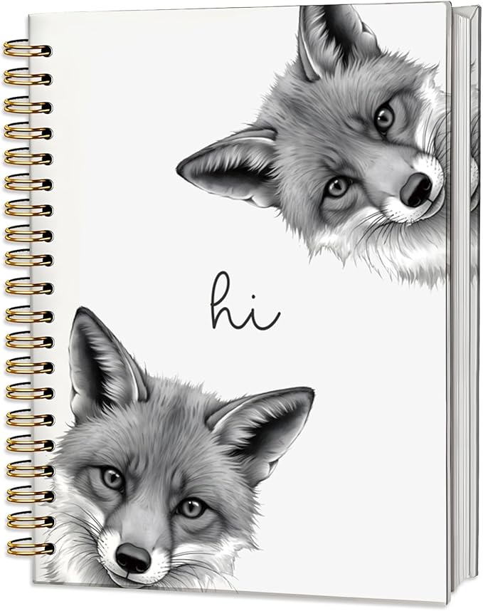 Fox Notebook Journal,Cute Animal Notebook Journal for School Women Teen Girls Kids,Gifts for Fox Lovers,Fox Gifts,Hardcover Spiral Notebooks for Work Notes Journaling,5.5x8.3 Inch